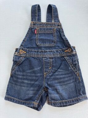Levi's Kids Dark Blue Denim Short Overalls